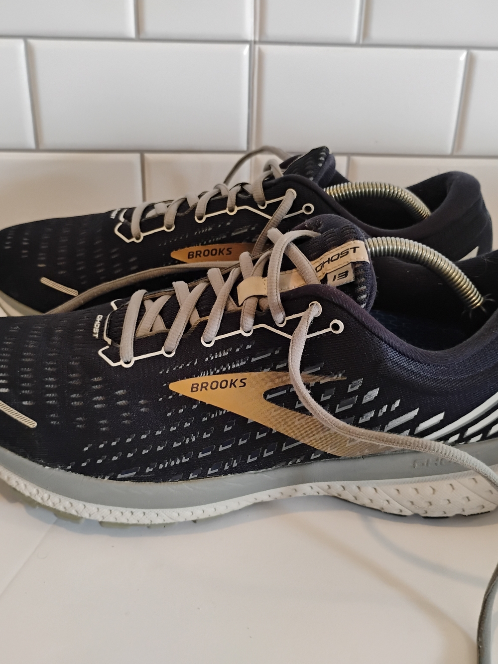 Brooks Ghost 13 Men's Running Shoes Peacoat/Grey/Gold Size 12 - Picture 4 of 7